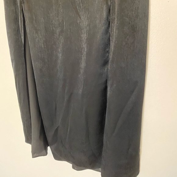 Topshop Satin Midi Slip Skirt w/ Front Slits - Picture 2 of 4